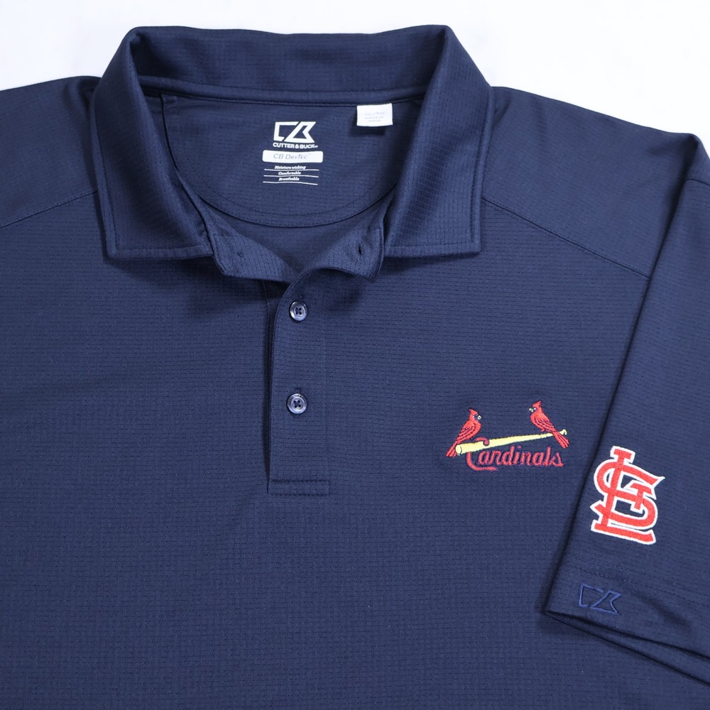Cutter & Buck Mens St Louis Cardinals MLB Polo Shirt Navy Blue CB DryTec XL
